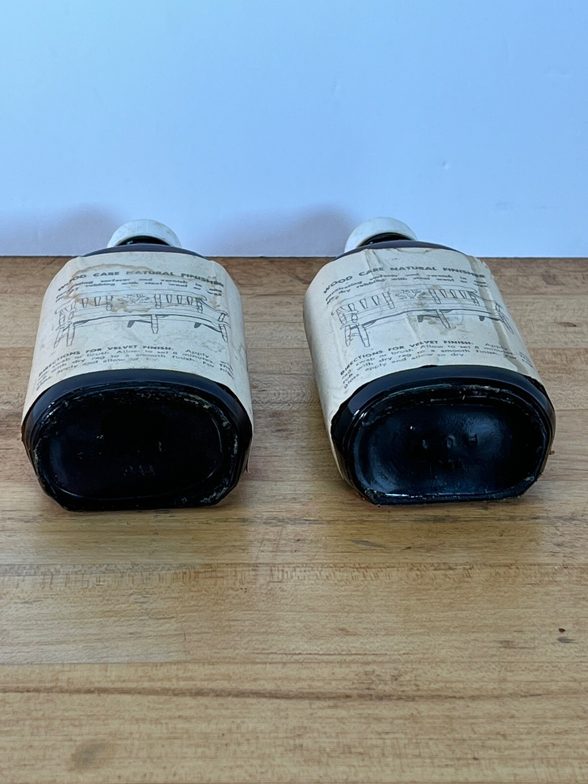 2 Vintage 6 oz Bottles WOOD CARE NATURAL FINISHER Product of THRIFT SHOP METHODS