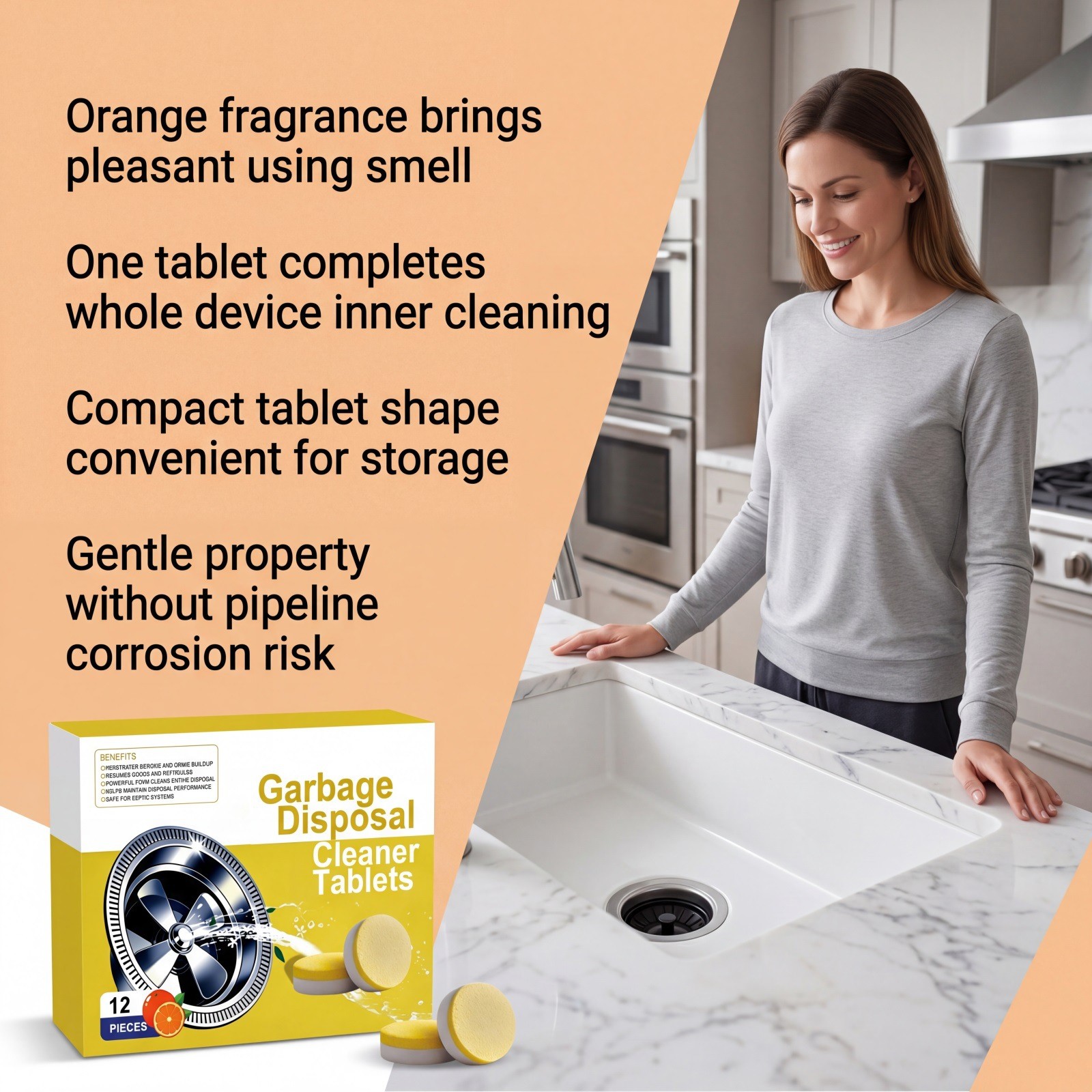 12~60 Pieces Powerful Sink & Disposal Cleaner Tablets Garbage Disposal Cleaner