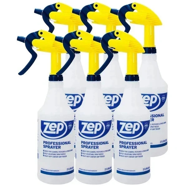 Zep Professional Spray Bottles 32oz (6-Pack) Heavy Duty Adjustable Nozzle