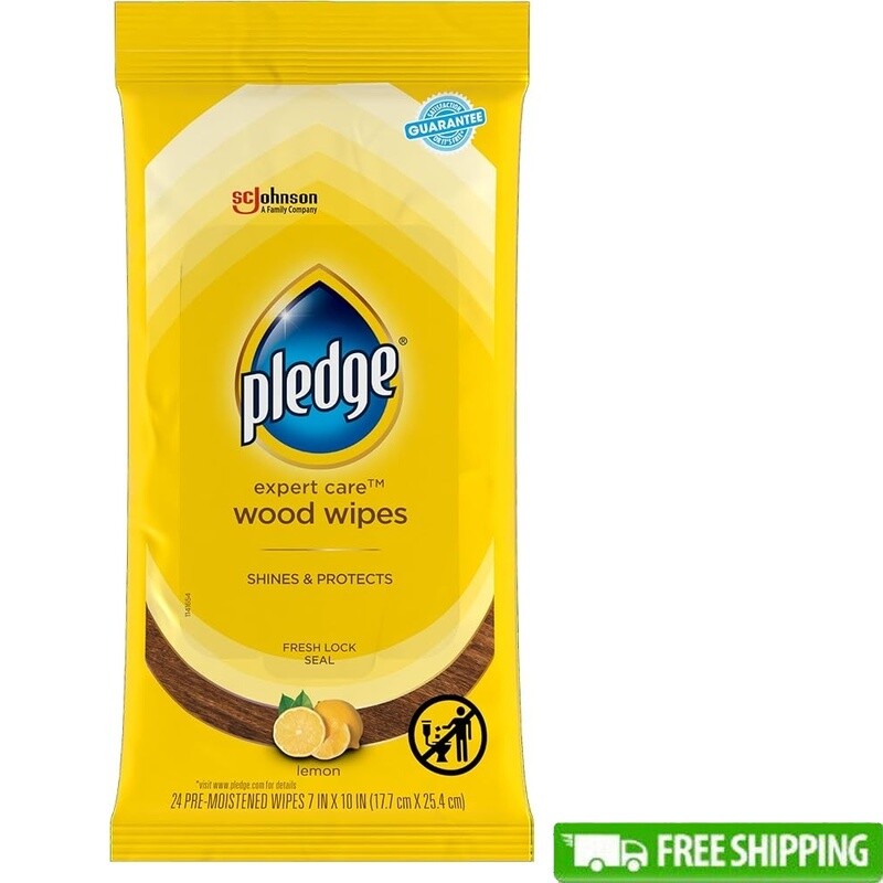 Wood Wipes Lemon Scented Polish Shine Protect Sealed Surfaces 24 Count New