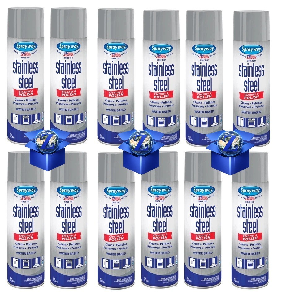 12 PACK Sprayway 15 oz Stainless Steel Metal Pro Cleaner and Polish Cans NEW
