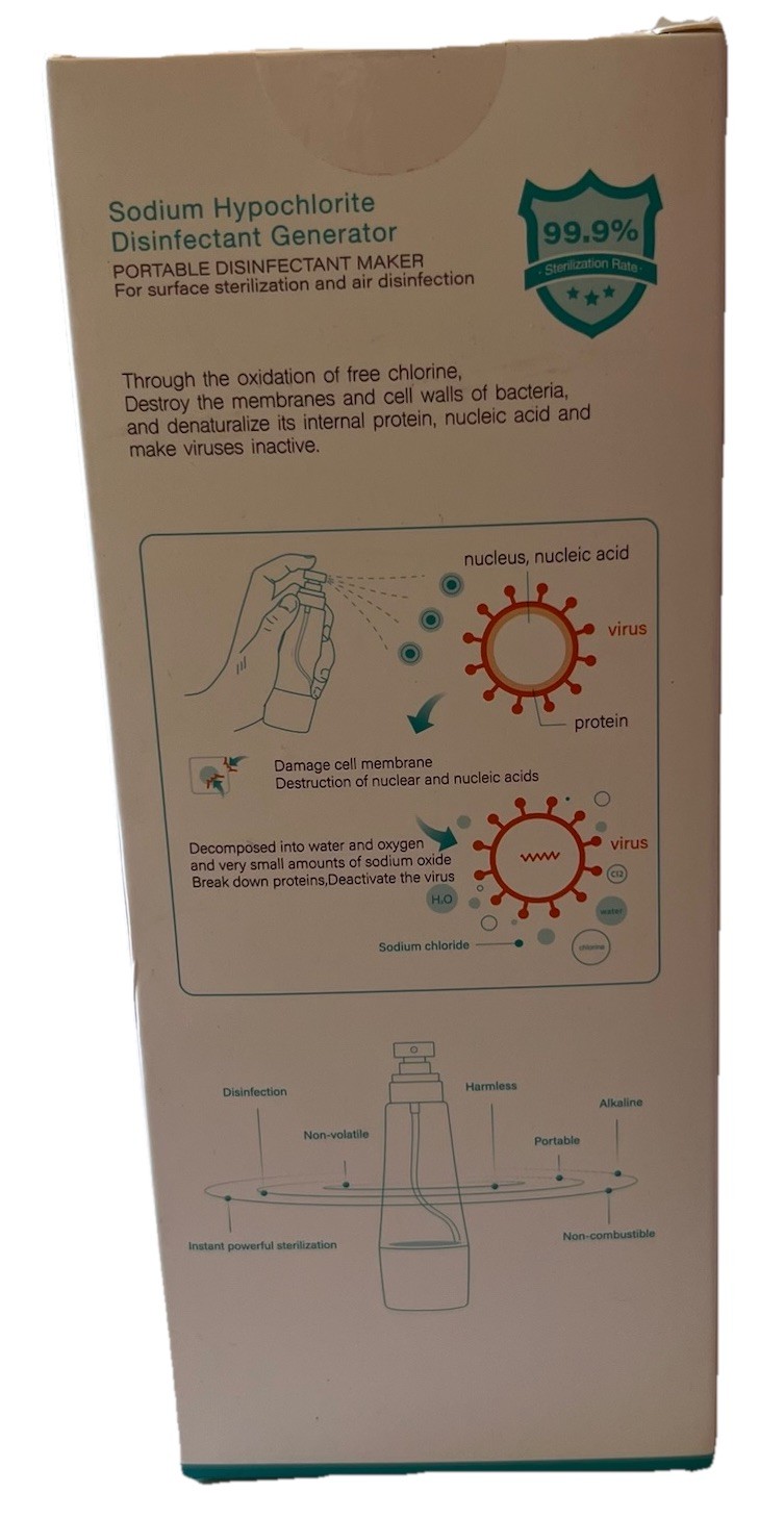 Caruume Portable Disinfectant Maker Sodium Hypochlorite Disinfectant Generator