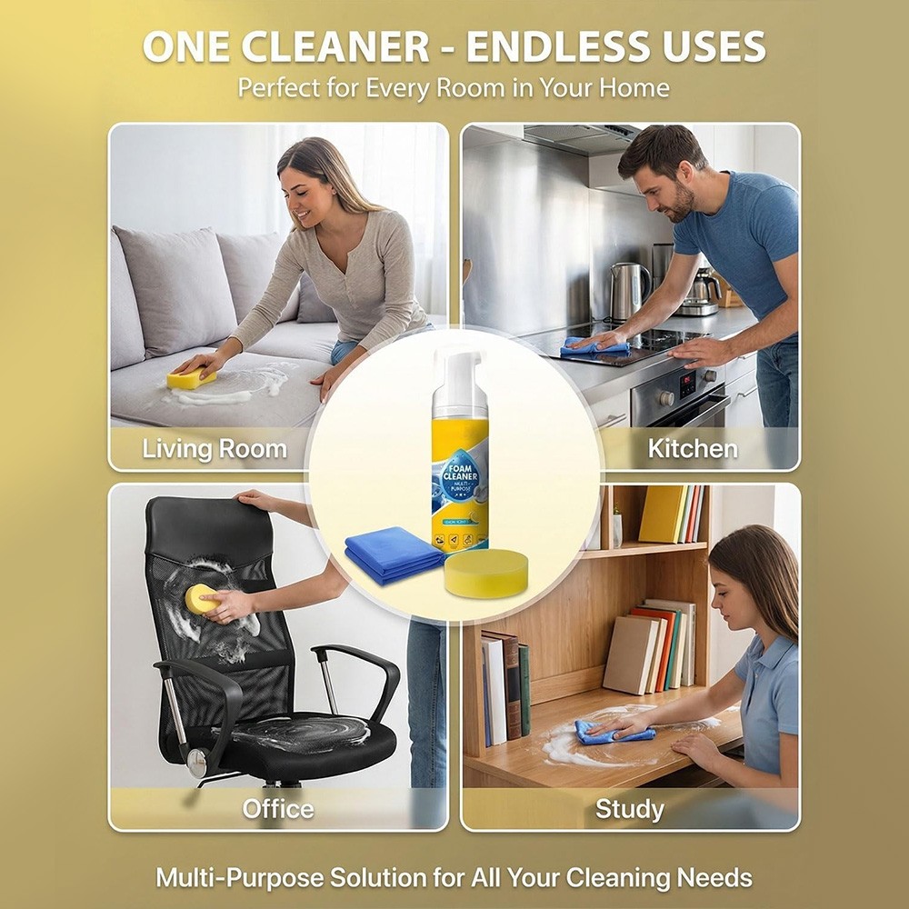 4-in-1 Multi-Enzyme Foam Cleaner, Deep Cleaning Spray for Car Kitchen Bathroom