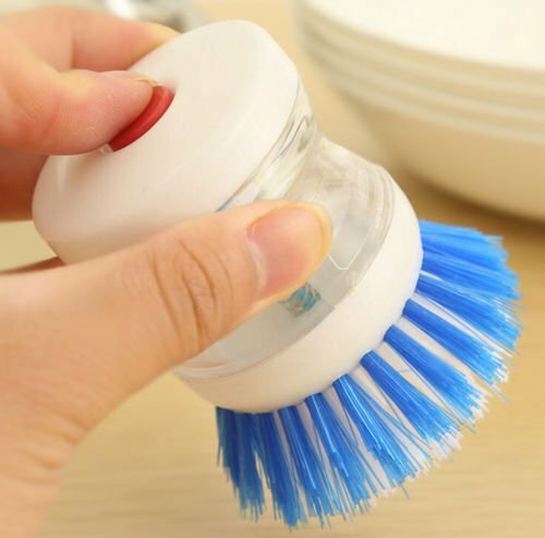 Brush Liquid Soap Cleaning Washing Pot Plastic Utensils Kitchen Dispenser-3 May