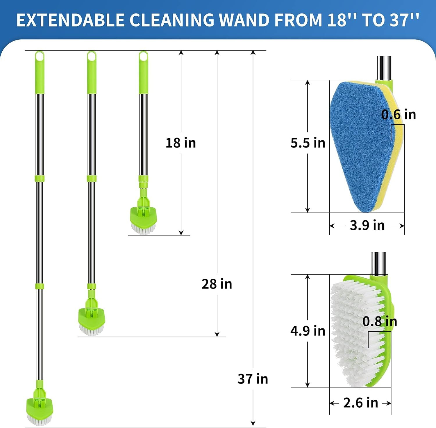 Shower Cleaning Brush 37” Shower Scrubber Tile Tub Scrubber with Long Handle