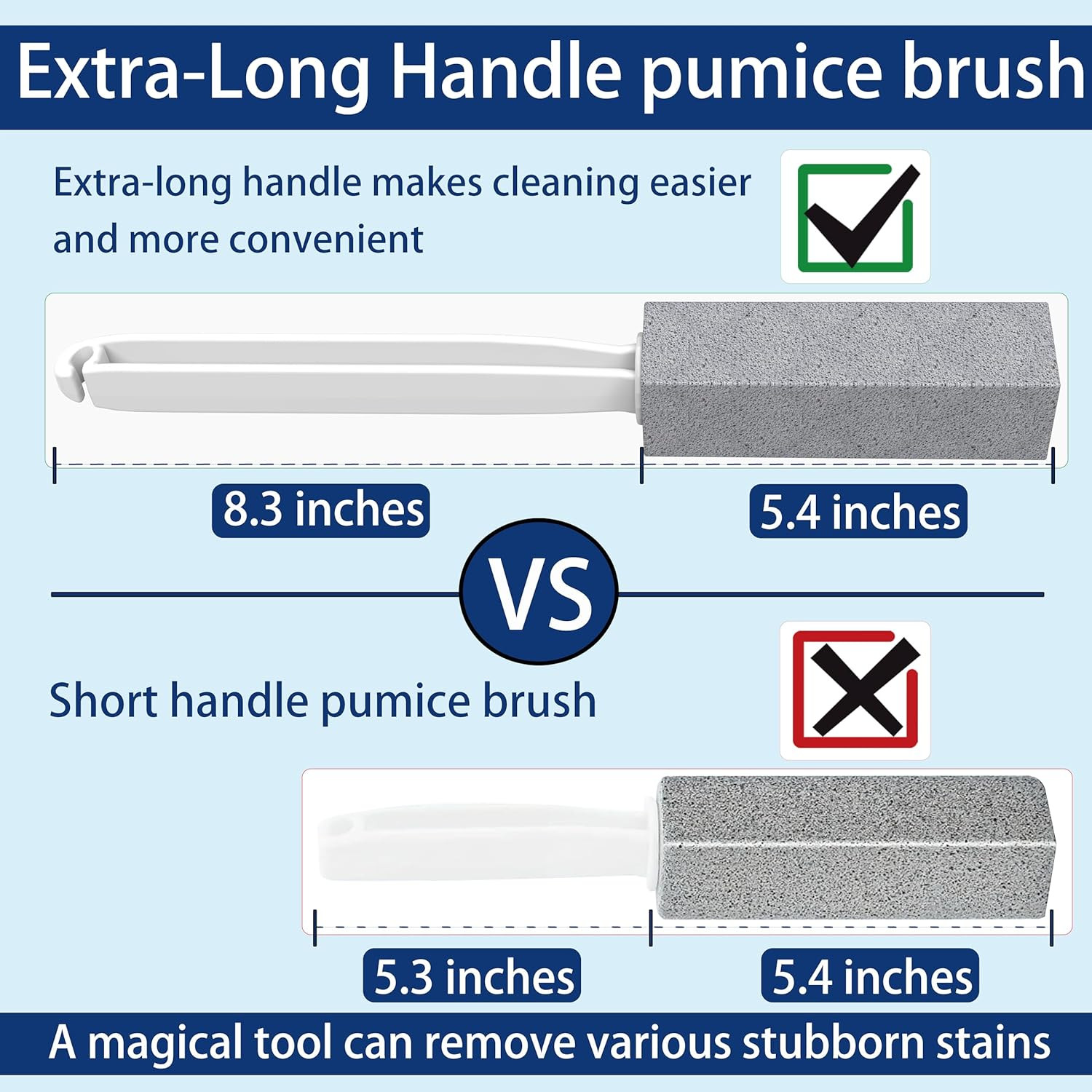 2 Pack Extra Long Pumice Stone Toilet Bowl Brush 13″ Cleaning Tool[1][2][3]