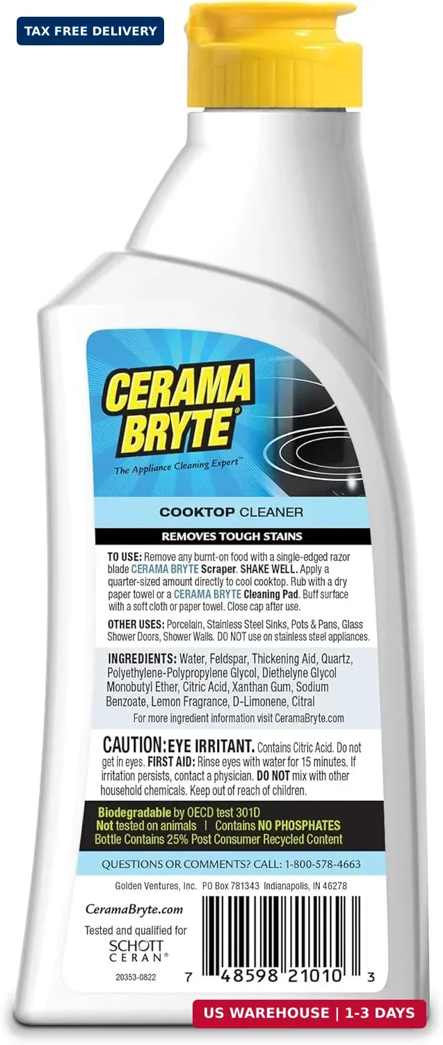 Cerama Bryte Removes Tough Stains Cooktop and Stove Top Cleaner for Glass – Cera
