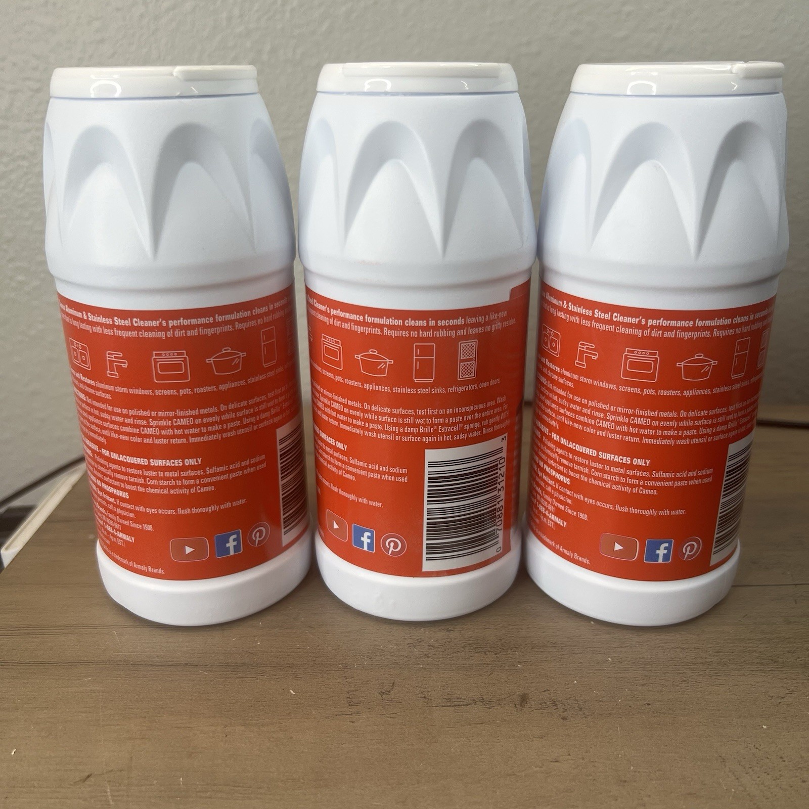 Brillo Cameo Non-Abrasive Aluminum Stainless Cleaner Less Fingerprints Lot of 3