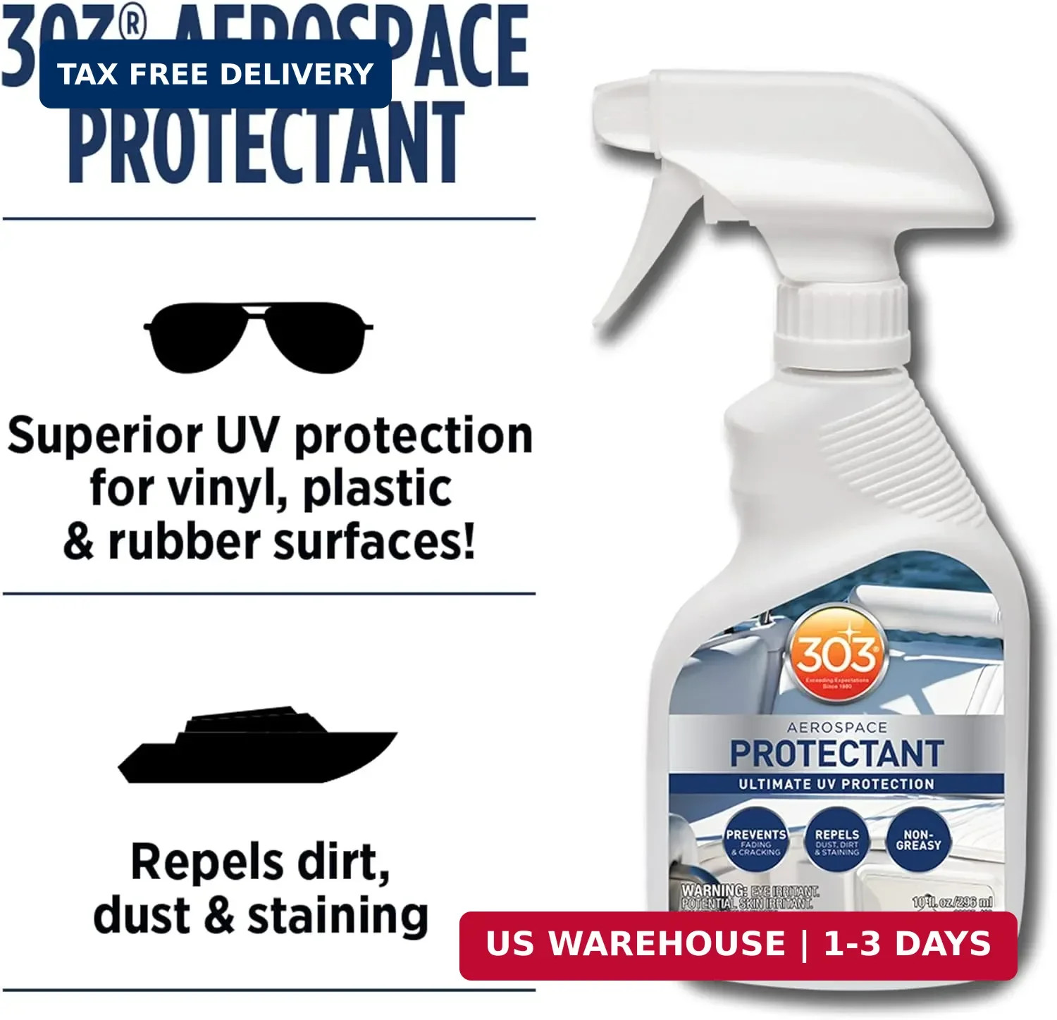 303 Products Marine Aerospace Protectant – UV Protection – Repels Dust, Dirt, &