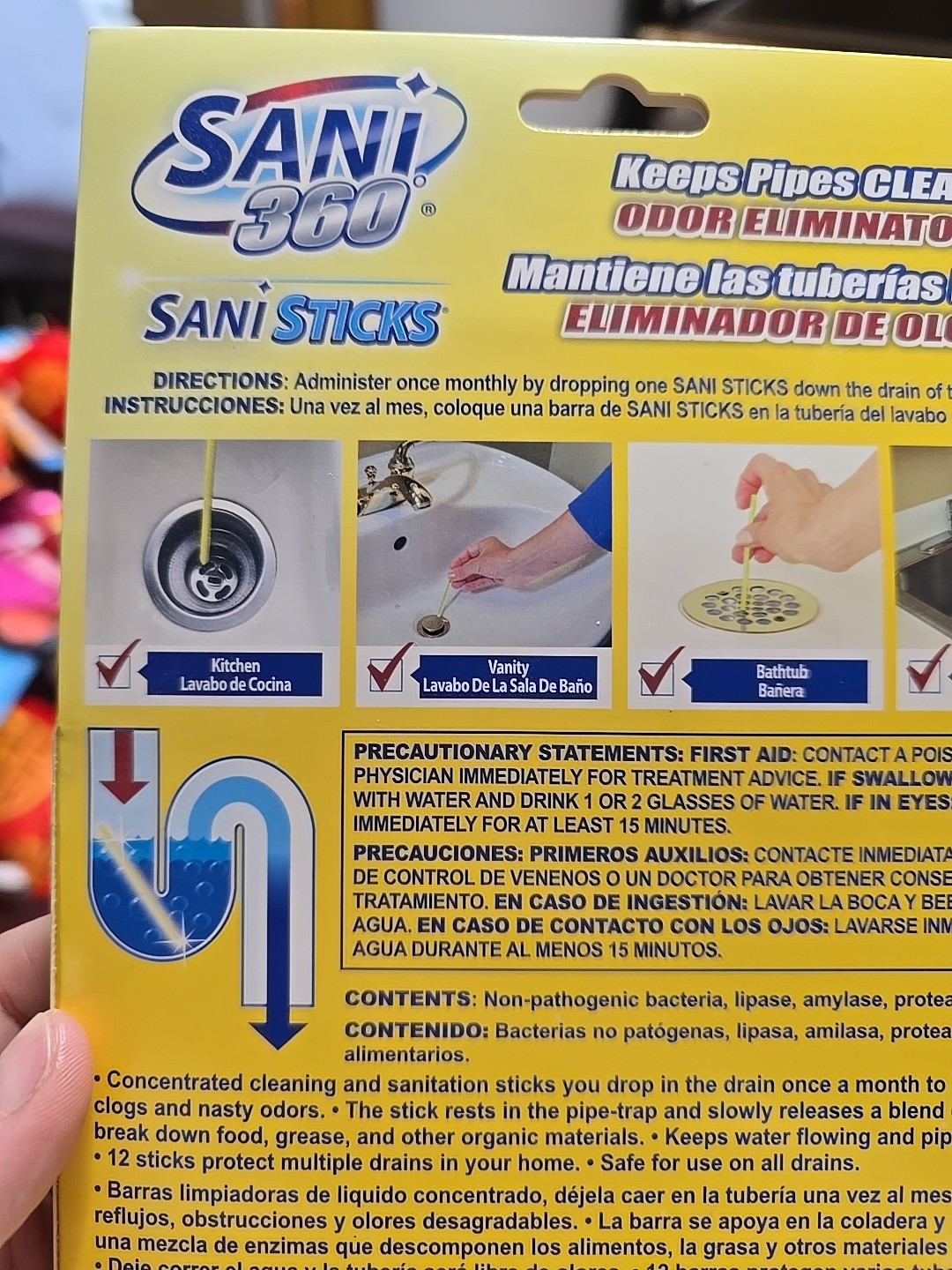 Sani 360 Sani Sticks Lemon Fresh Scent 12 Sticks New 1 Stick Per Month