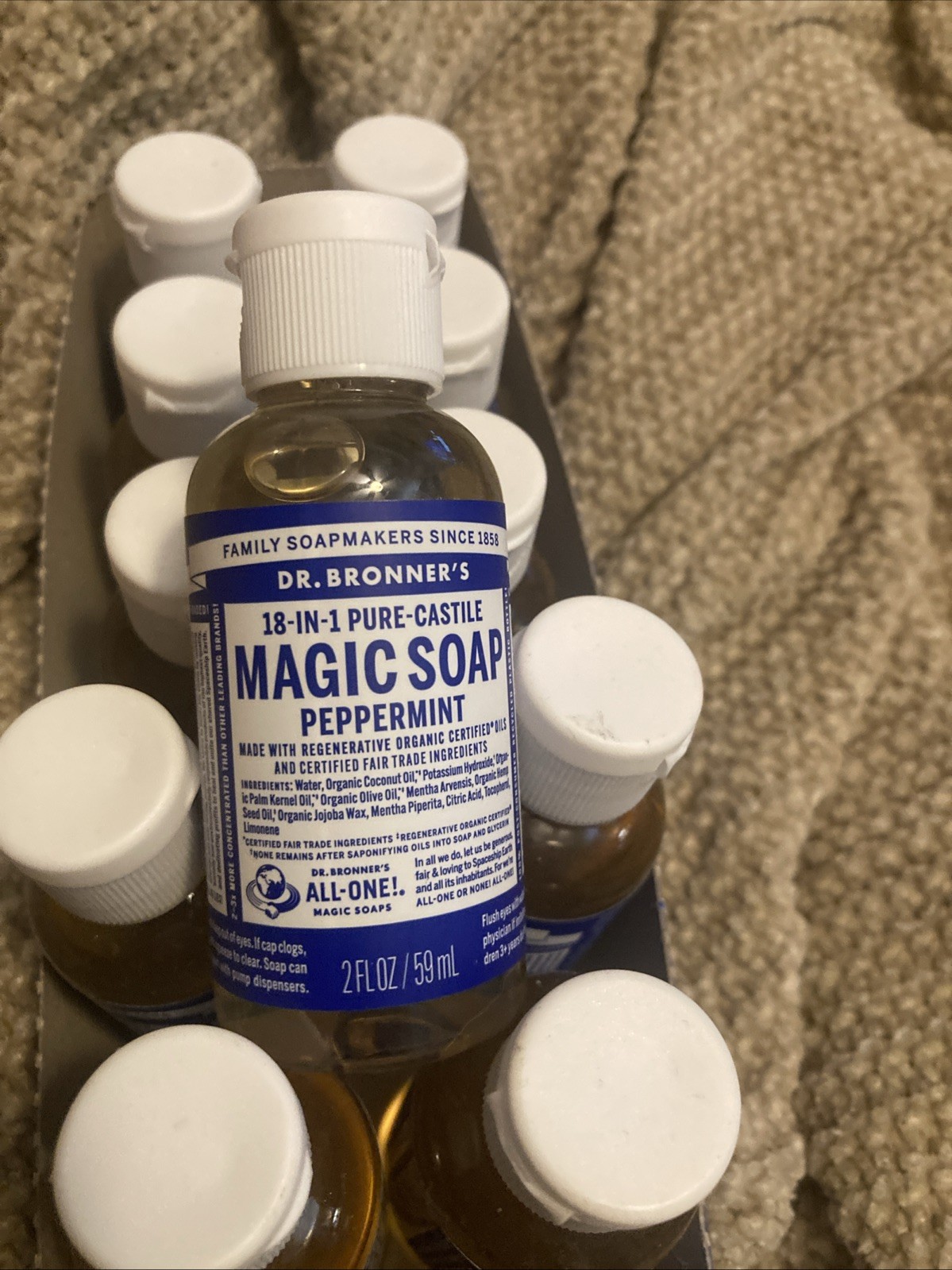 Dr. Bronner’s 18 In 1 Pure-Castile Liquid Soap, Baby Unscented 2 Fl Oz X 12 New