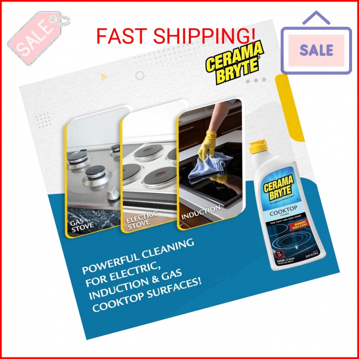 Cerama Bryte Removes Tough Stains Cooktop and Stove Top Cleaner for Glass – Cera