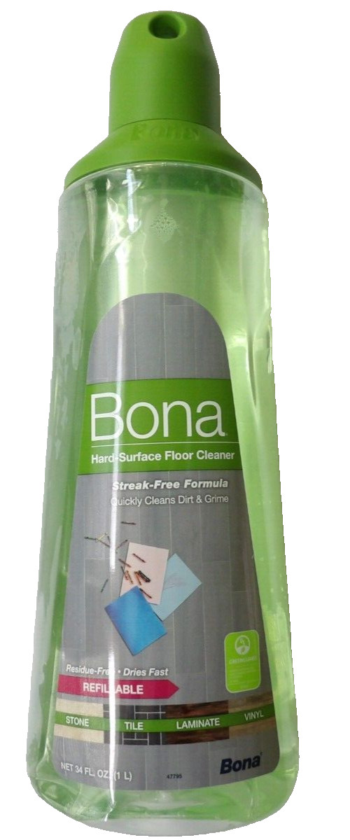 Bona Hard-Surface Floor Cleaner Refillable Bottle Streak-Free Formula 34 Fl Oz
