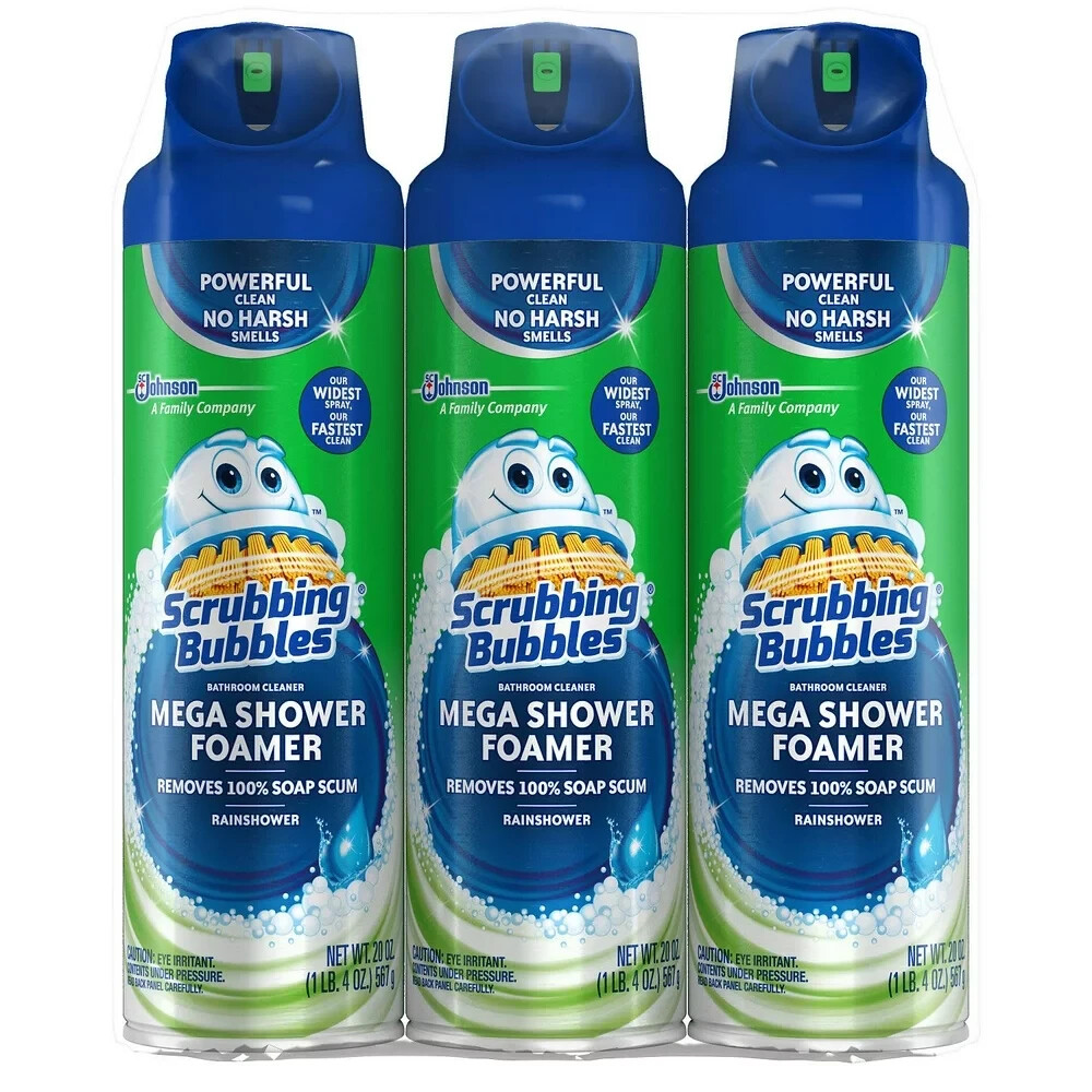 3 ~ Scrubbing Bubbles Mega Shower Foamer Rainshower Bathroom Cleaner 20 oz Foam