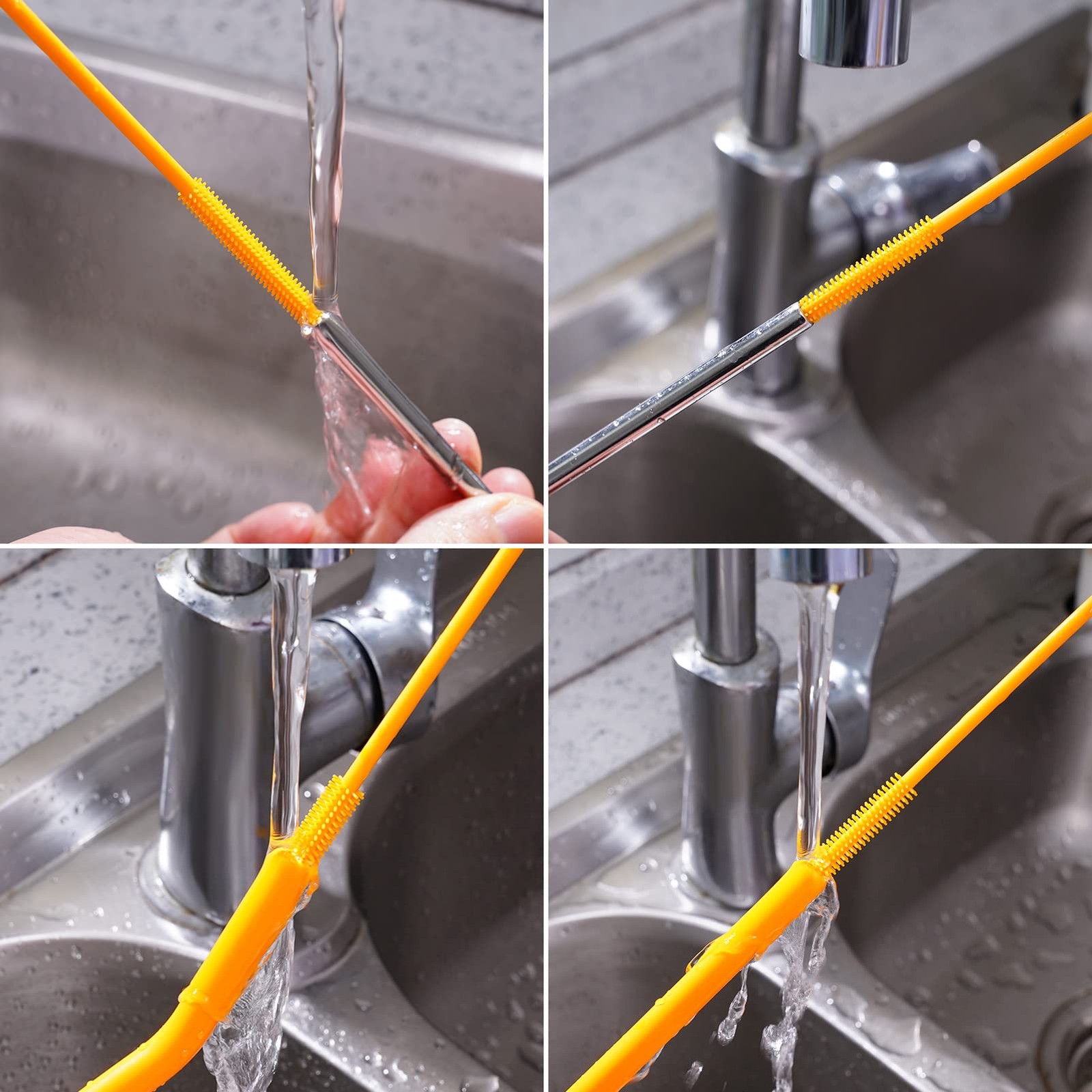 Silicone Straw Brush 4 Pack – (2 Small, 2 Wide) – 10 Inch Reusable Straw Clea…