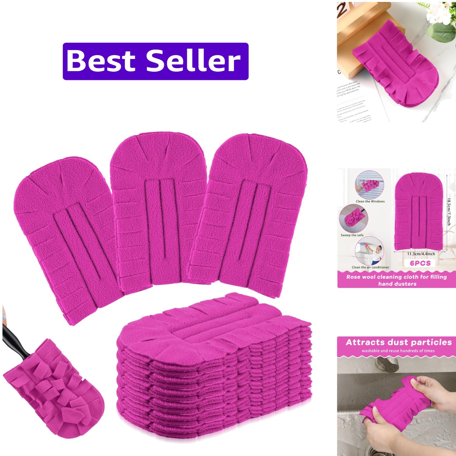 6 Pcs Duster Refill Reusable Fleece Duster Refills Feather Flat Dusters Multi…