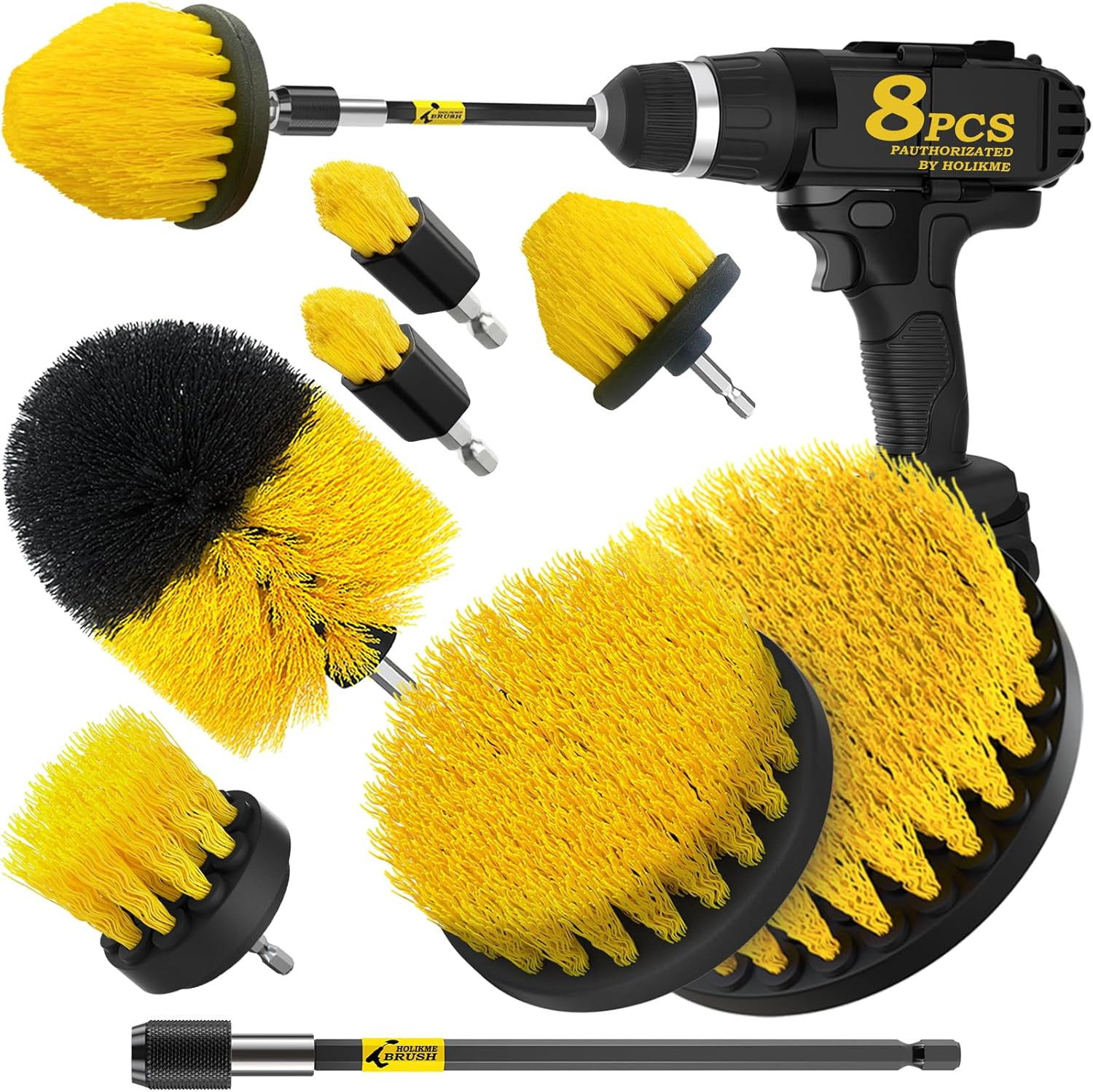 8 Piece Drill Brush Attachments Set, Power Scrubber with Extend Long