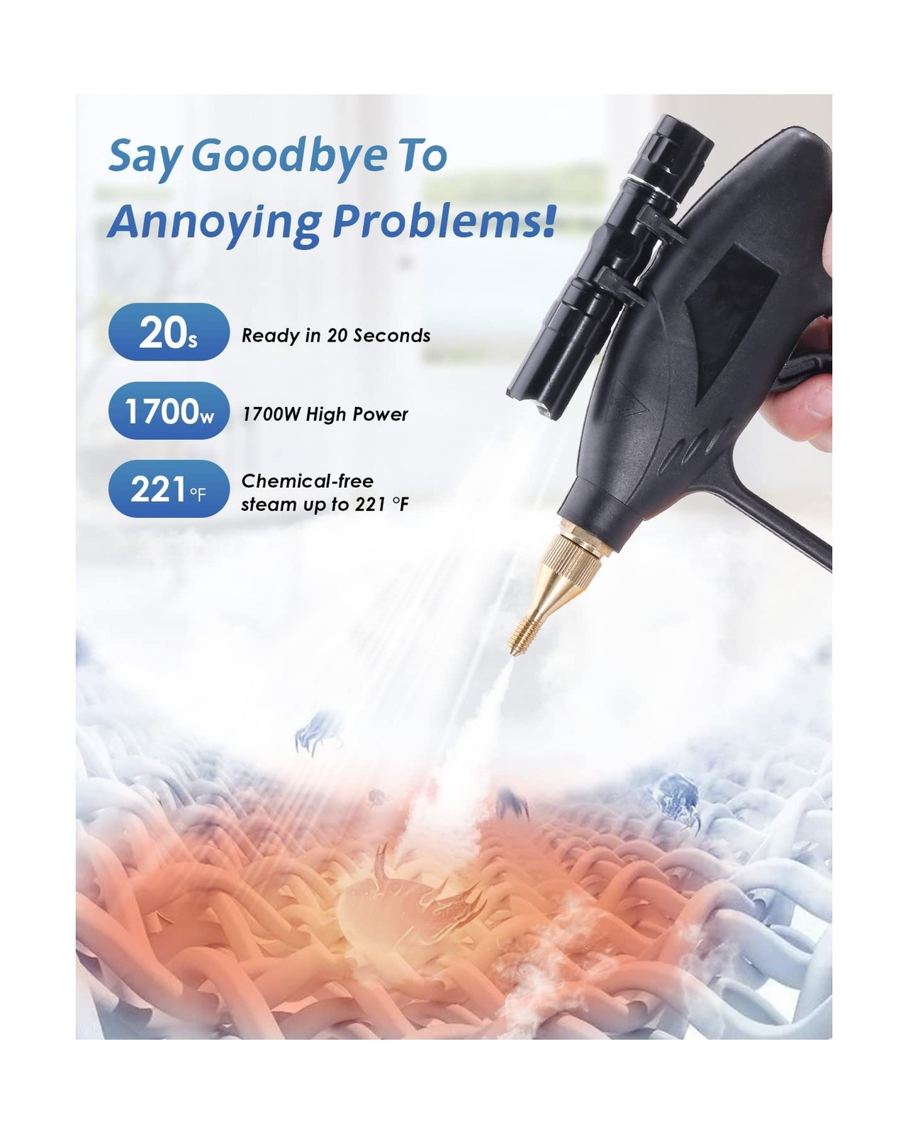 High Pressure Steam Cleaner – 1700W Handheld Steamer for Cleaning G… Fast Ship