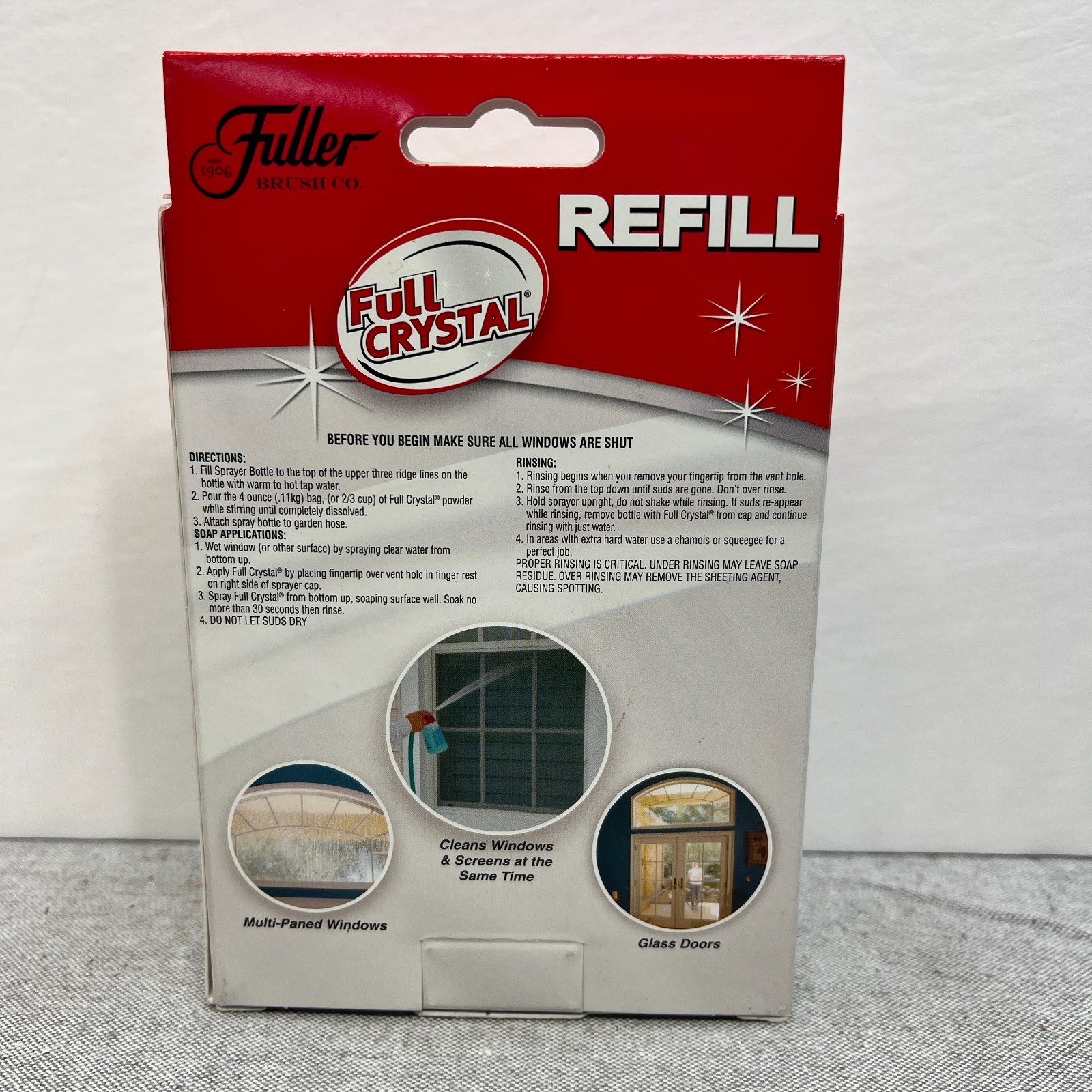 FULLER BRUSH CO. Full Crystal Window Cleaner Refill Box-2 Packages 4 oz. each