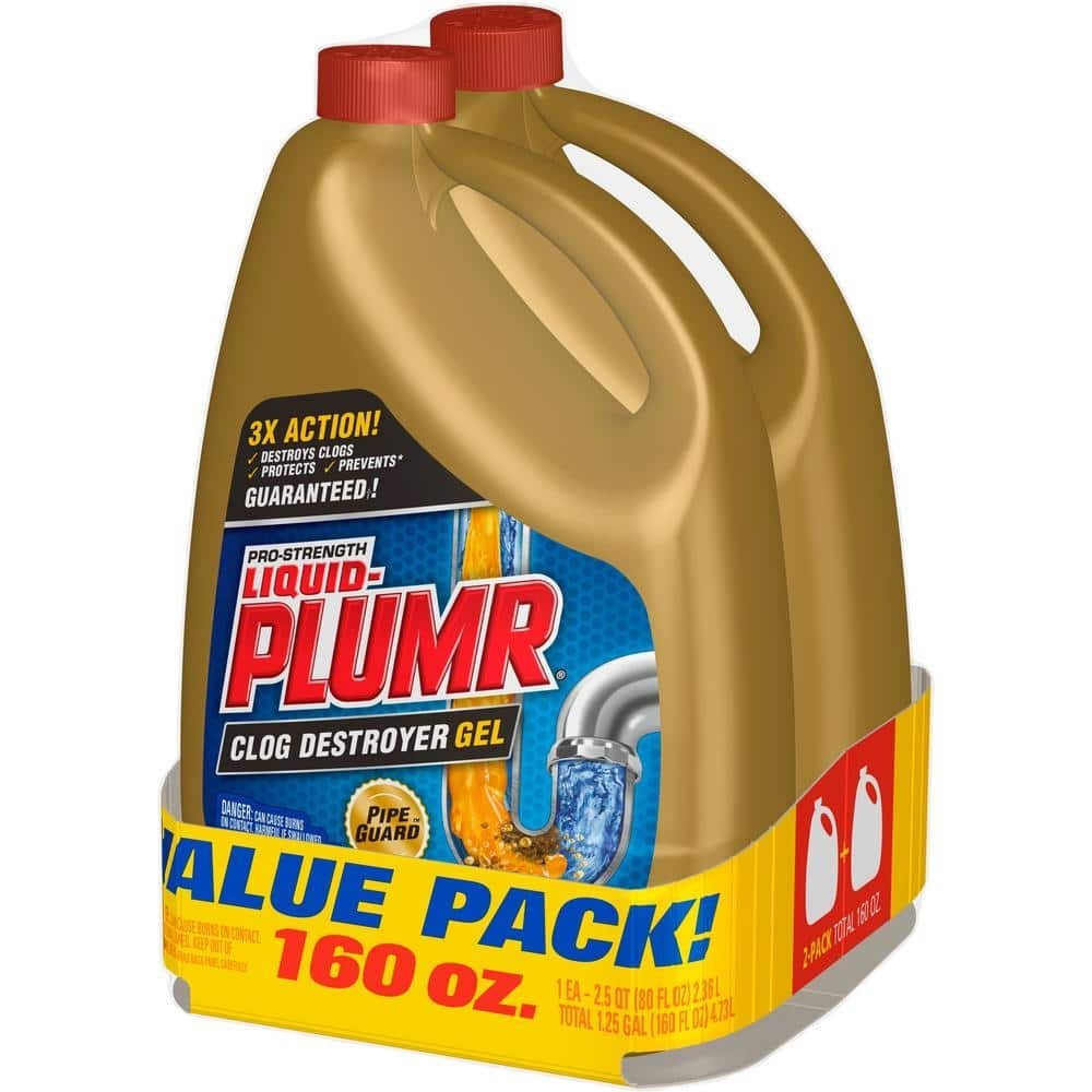 Liquid Plumr Pro Clog Destroyer Gel Drain Cleaner with Pipeguard (2-Pack) 160oz.
