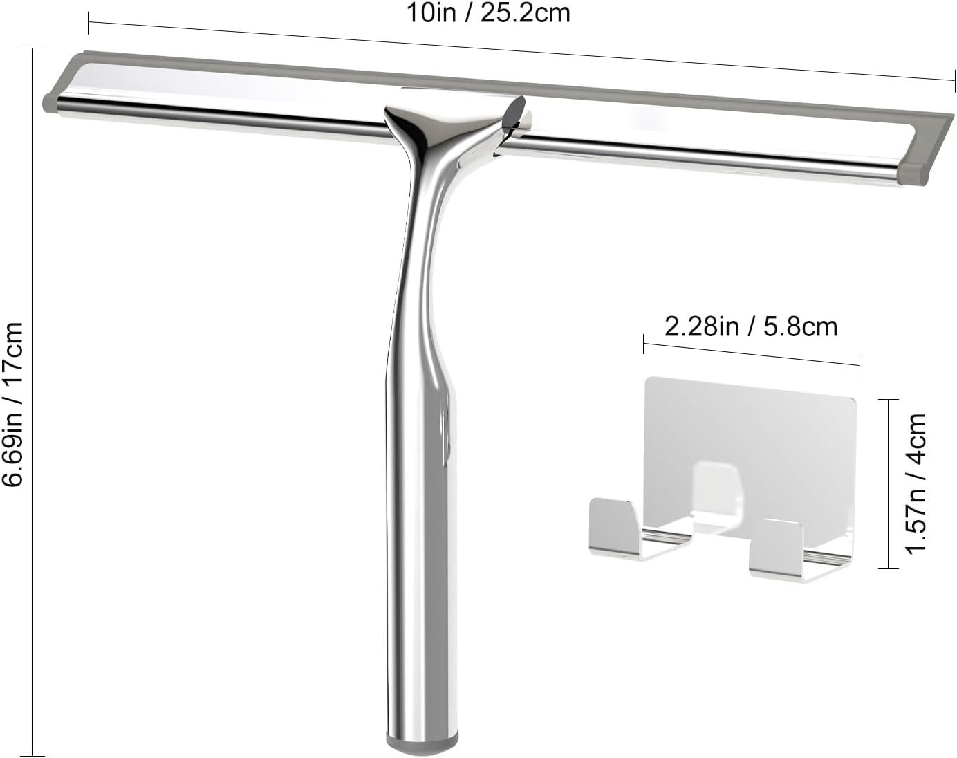 Shower Squeegee for Glass Doors, Stainless Steel Shower Squeegee for Bathroom, W