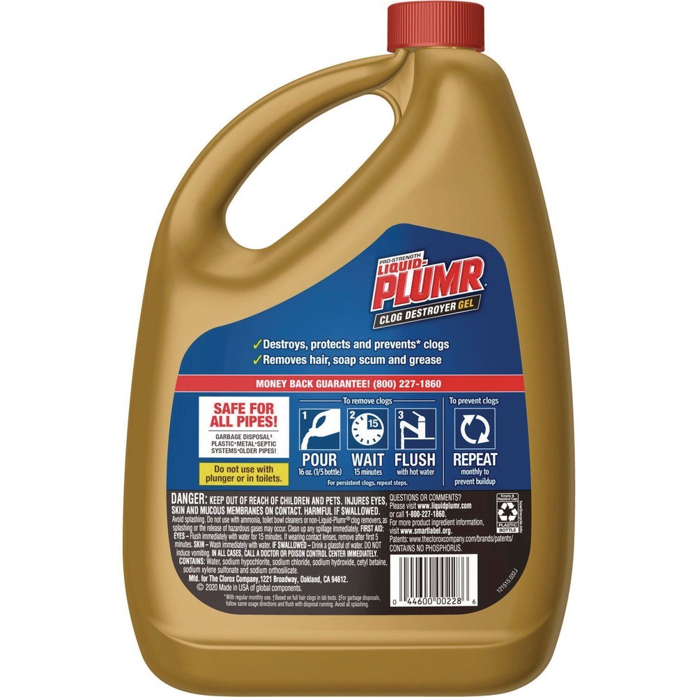 Liquid Plumr 00228CT 80 oz. Gel Pro-Strength Full Clog Destroyer (6/CT) New