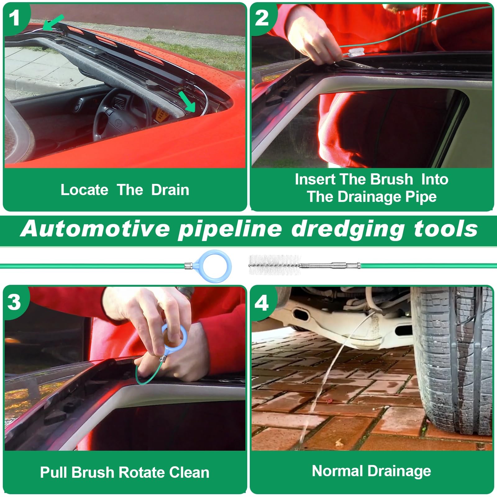 Auto Sunroof Drain Cleaning Tool Flexible Car Sun Roof Drain Cleaner Unclogger