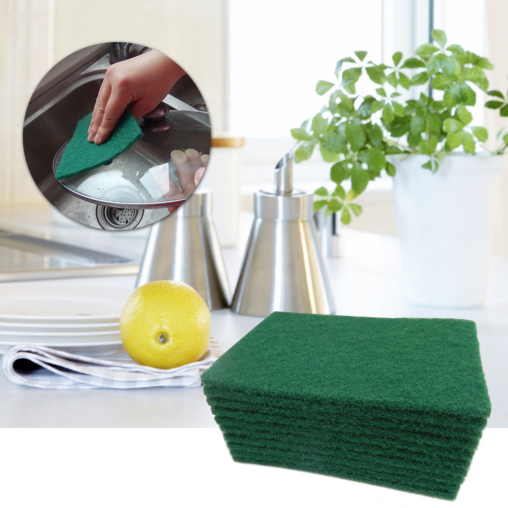 10Pcs Scour Pad Purpose Scrub Sponge Scouring Pad Non-Scratch Pot Scrubber Pads