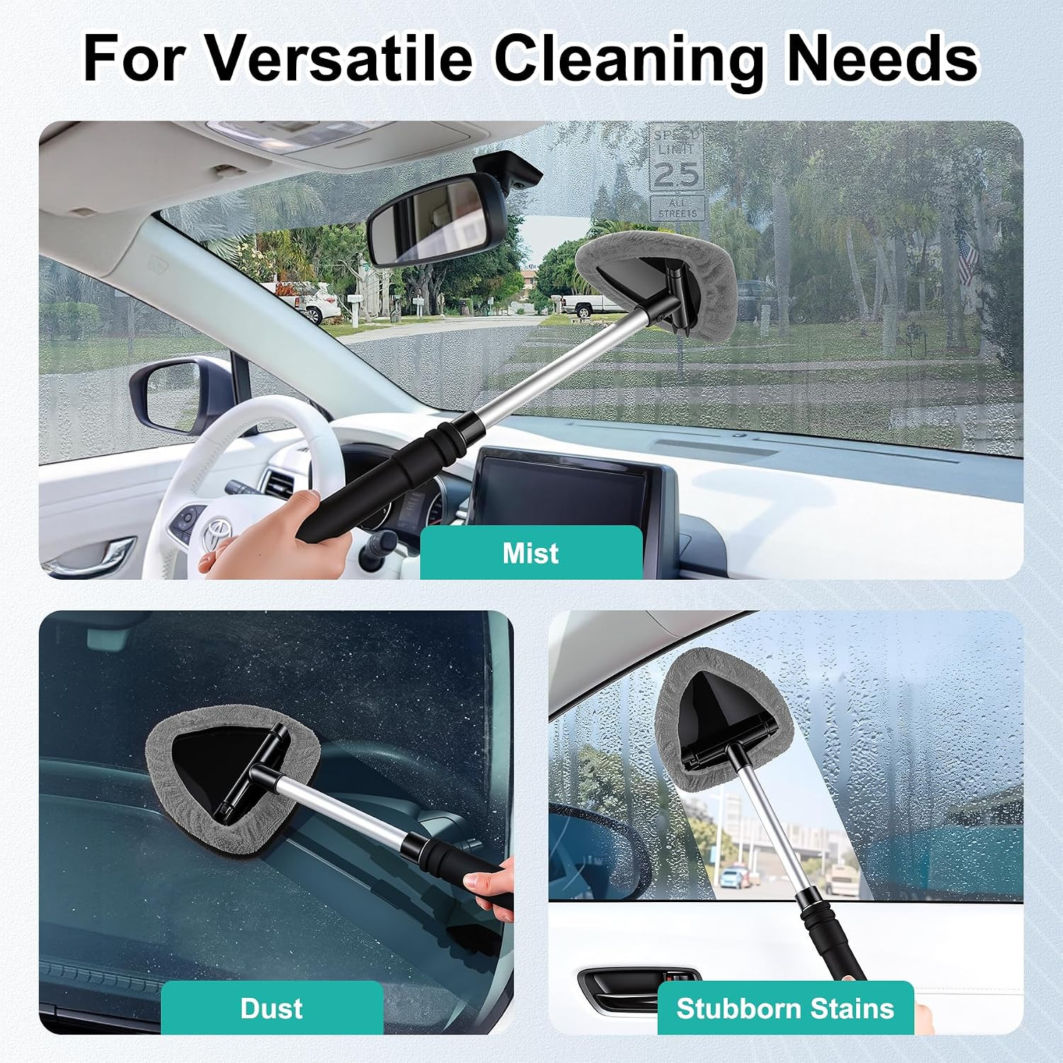 Windshield Cleaner Tool, Car Interior and Exterior Window Cleaning Kit with Exte