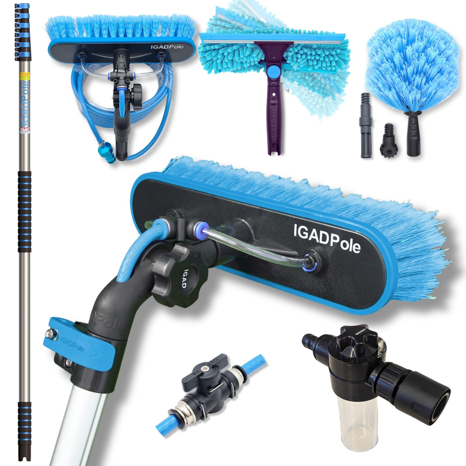 IGADPole 24 FT Water-Fed Washing Kit with Soap-Dispenser, Brush, 10″ Squeegee…