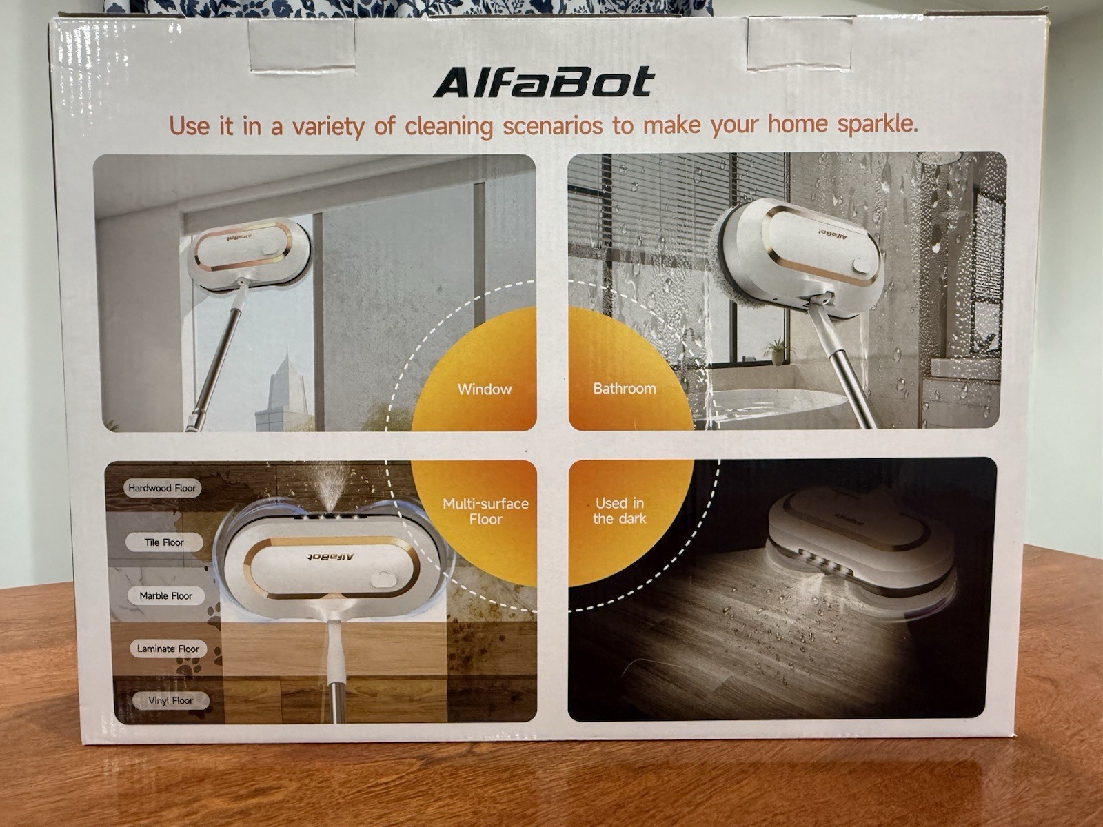 Cordless Electric Mop AlfaBot S2 Spin Mop LED Light And Sprayer 400 ML 60 Mins