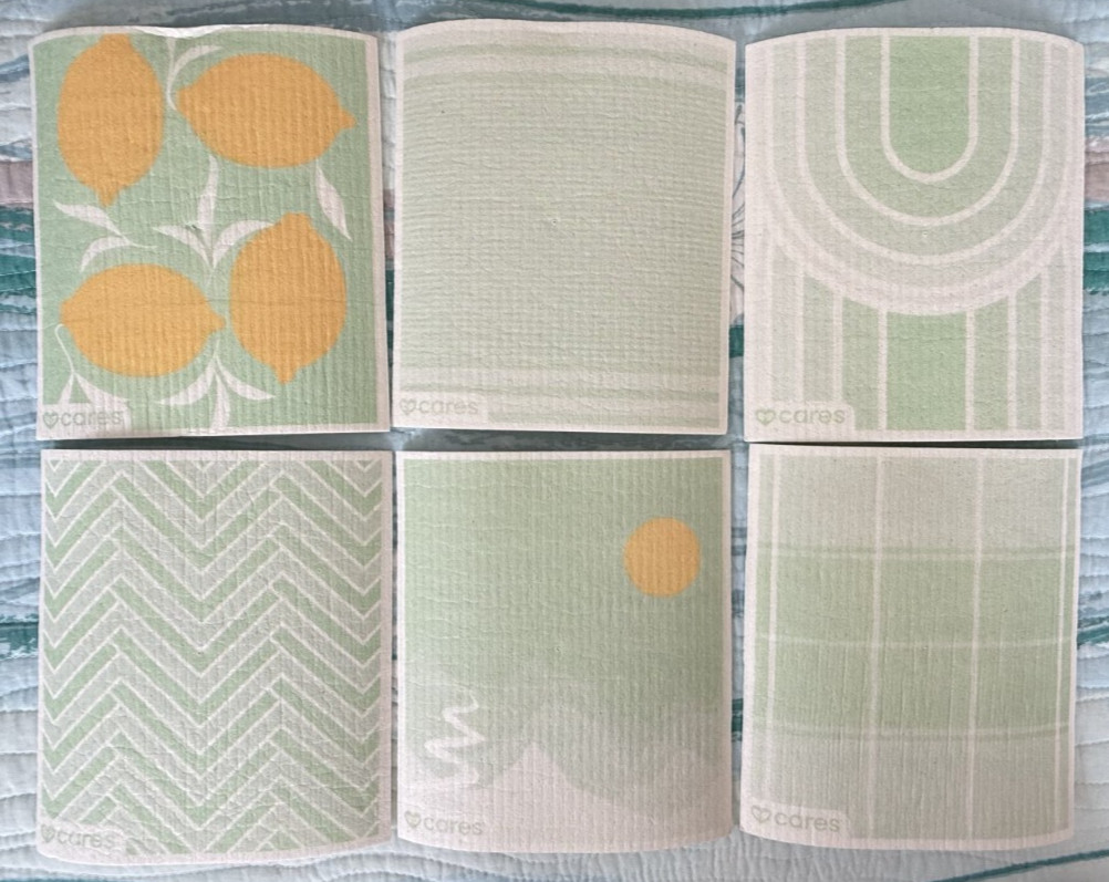 Cares Plant Based Household Cleaning Dish Cloth 6 Pack Prints NEW