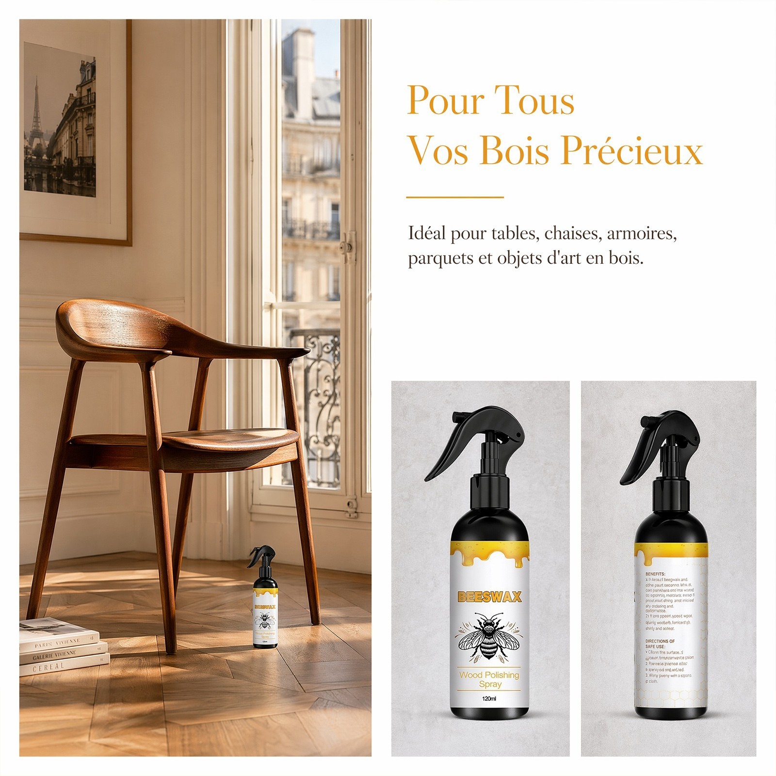 2026 Upgrade Natural Beeswax Wood Polish Spray Furniture Floor Cleaner