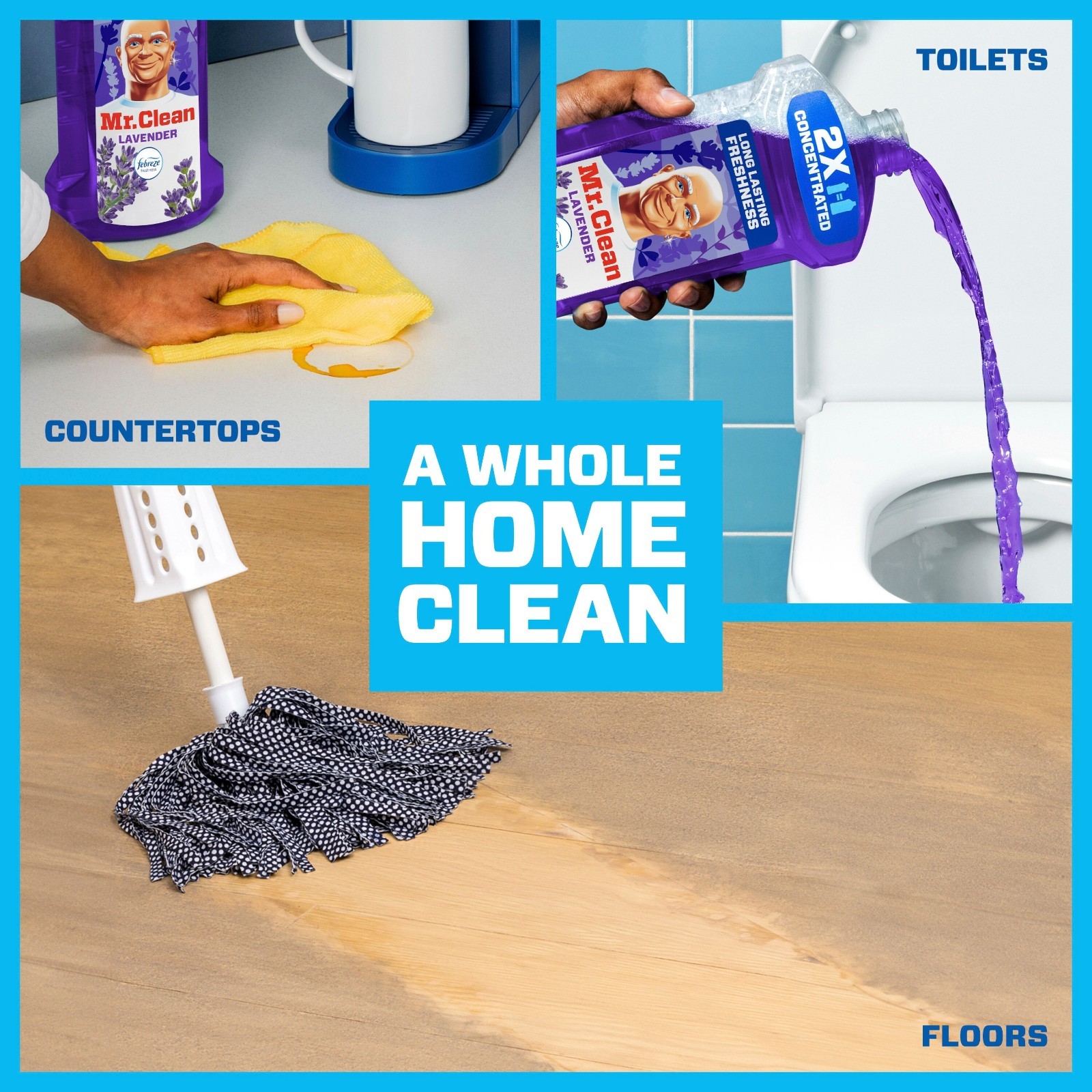 Mr. Clean 2X Concentrated Multi Surface Cleaner Febreze Lavender Grease 64 oz