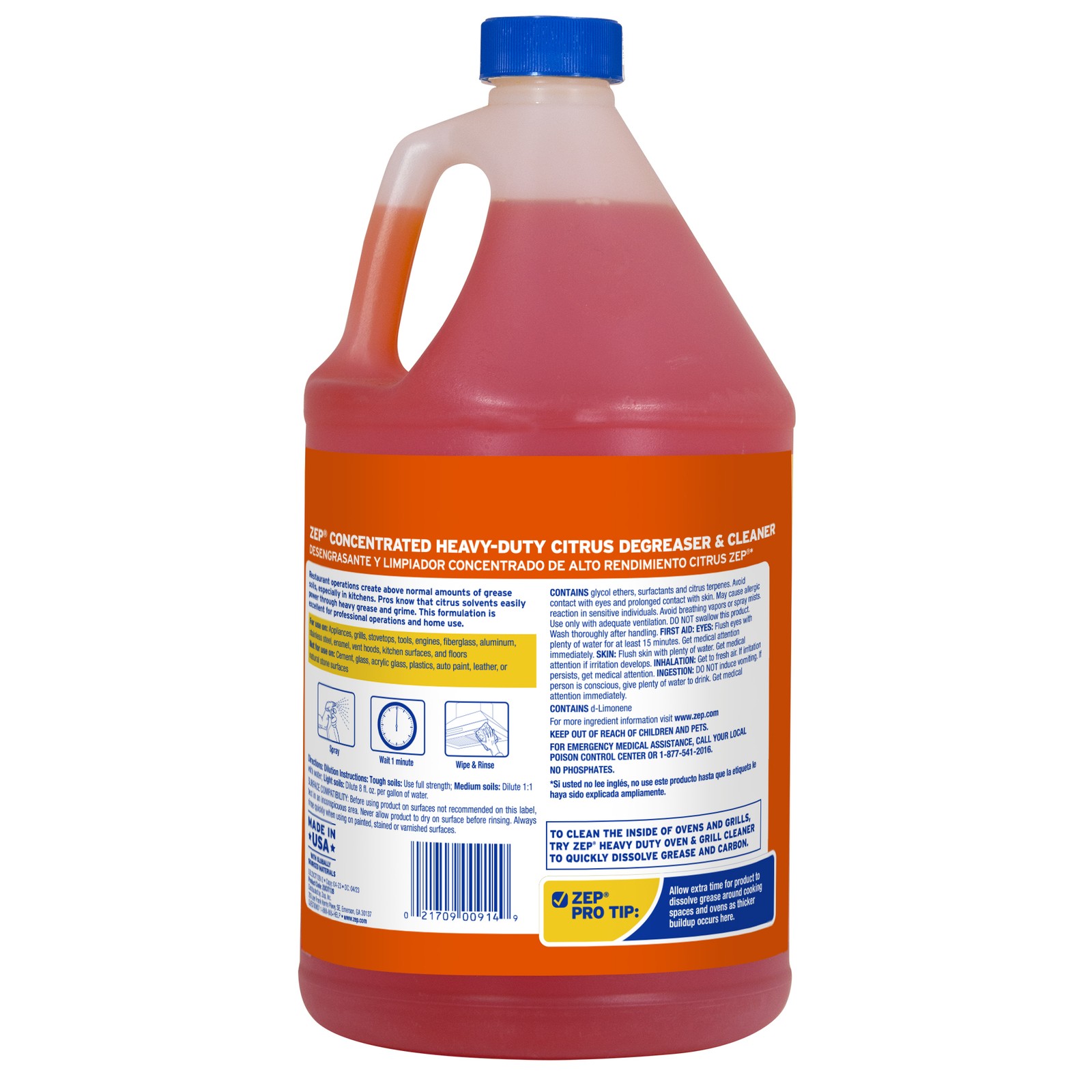Zep Heavy-Duty Citrus Cleaner and Degreaser – ZUCIT128 – 1 Gallon(Case of 4)