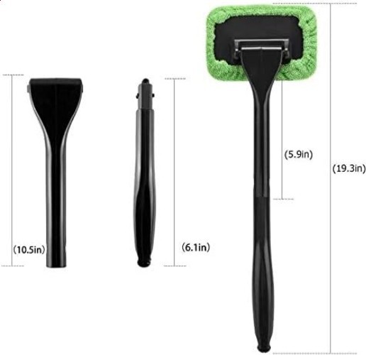 Interior Windshield Cleaner Tool, Reusable Pads, Extendable Handle Kit
