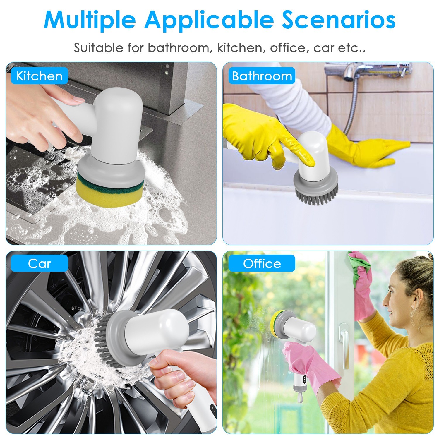 Electric Spin Scrubber Cordless Cleaning Brush With 2 Rotating Speeds 3 Cleanin