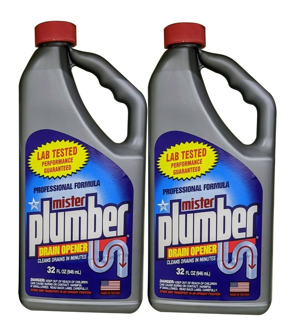 Mister Plumber Drain Opener Drain Cleaner 32 fl oz. Lot of 2 Bottles, USA Made