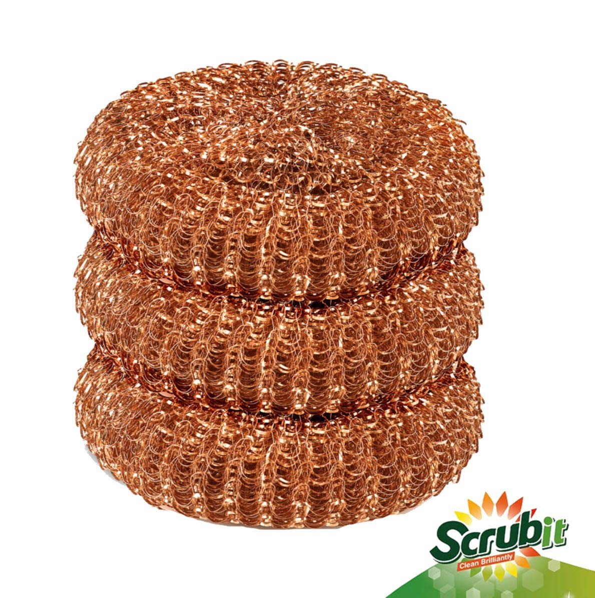 12 Pack Copper Coated Scourers by â€“ Scrubber Pad Used for Dishes, Pots, Pans