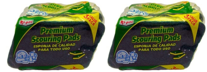 2X3 Pack Non-Scratch Scrub Sponge Cookware Dishes Safe Durable Pads