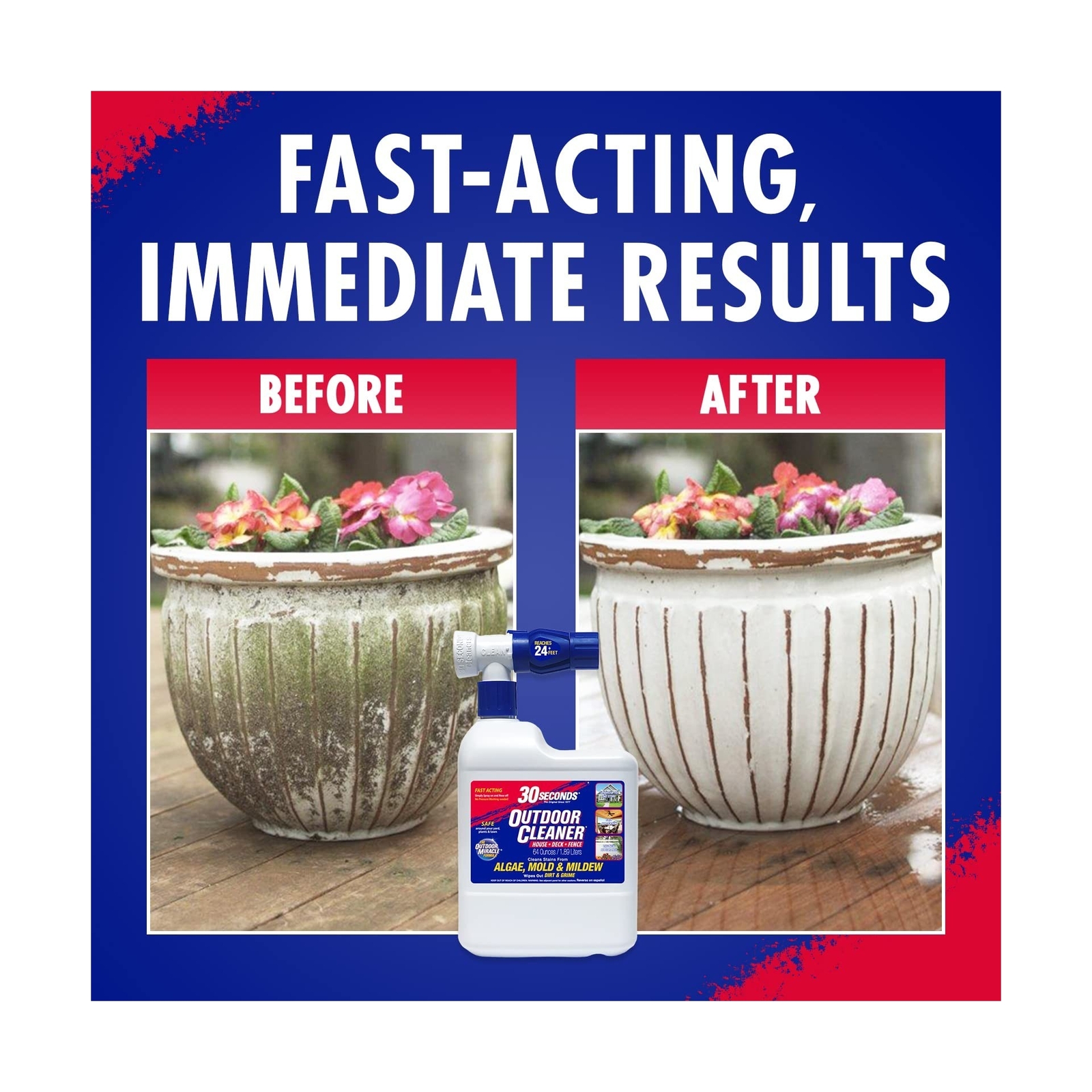 30 SECONDS Outdoor Cleaner – Rapid Results, Cleans Stains From Algae, Mold & …