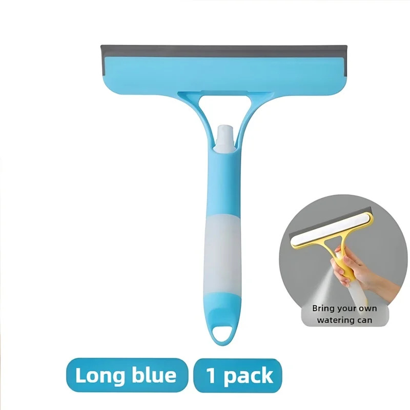 Blue 2-In-1 Glass Squeegee (21.5×25.7Cm) – Sprayable Cleaner with Microfiber Pad
