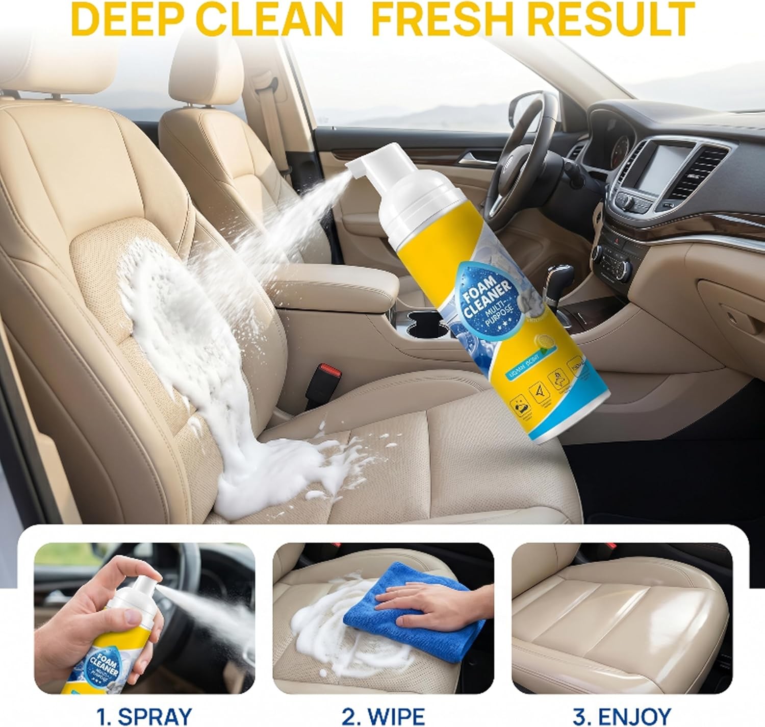 4-in-1 Multi-Enzyme Foam Cleaner, All-Purpose Spray 5oz with Sponge & Towel