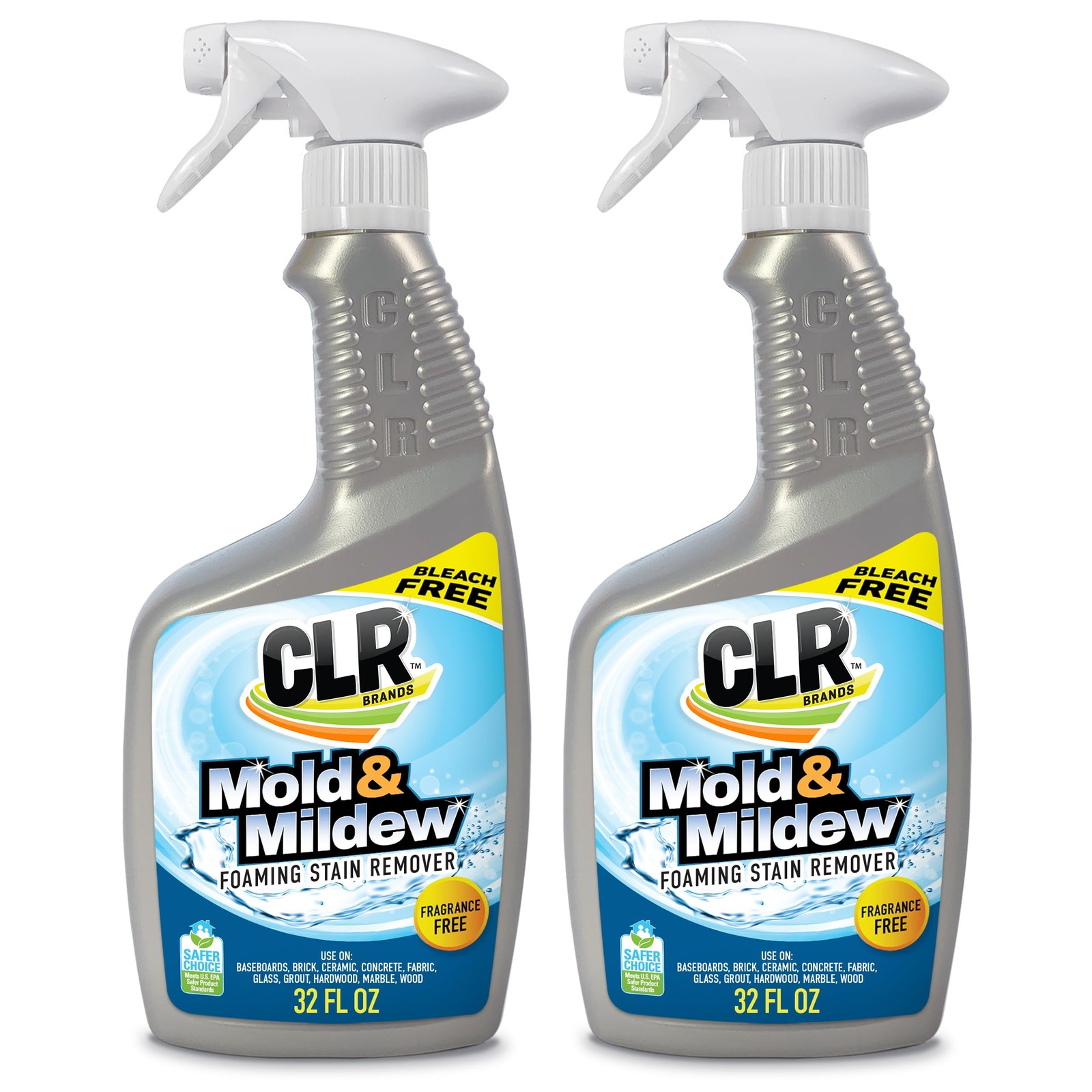 Clr Mold Mildew Stain Remover Spray 32 Fl Oz Pack Of 2 Fast Acting Multi Surface