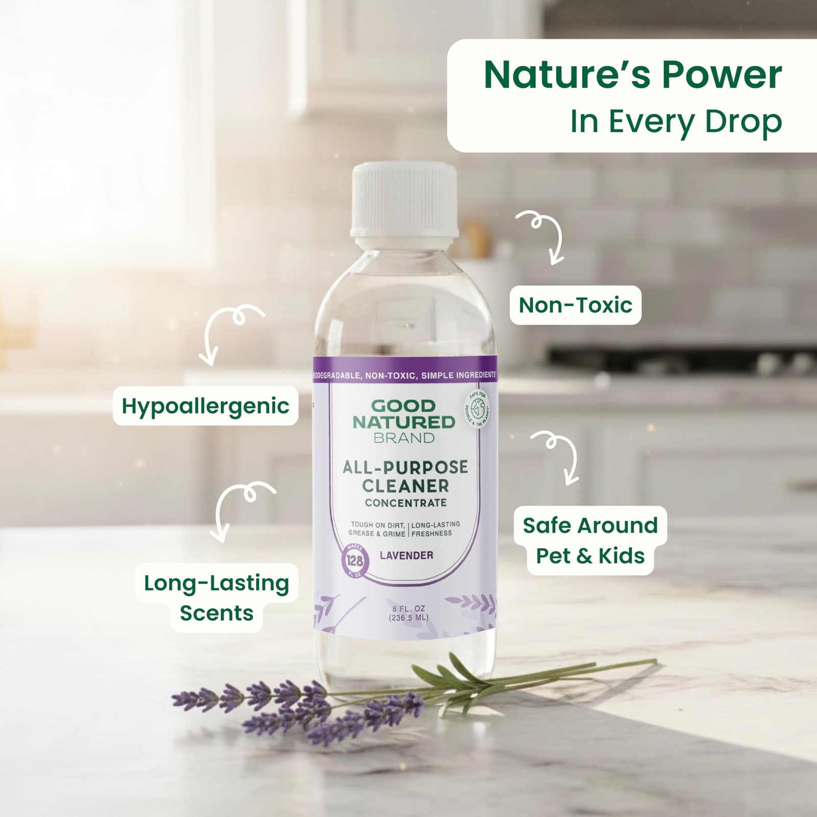 Good Natured Brand All-Purpose Cleaner Concentrate | 8oz makes 128oz 8 Fl Oz