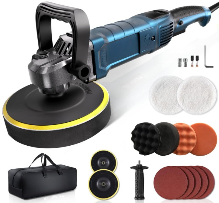 Pulidora Rotativa Auto 1600W 6”/7” 7 Velocidades 1000-3500RPM Pulido, Nuevo