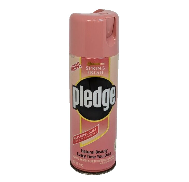 Pledge Spring Fresh 7oz Pink 1991 Spray Can Johnson Wax Dust Used Movie TV Prop