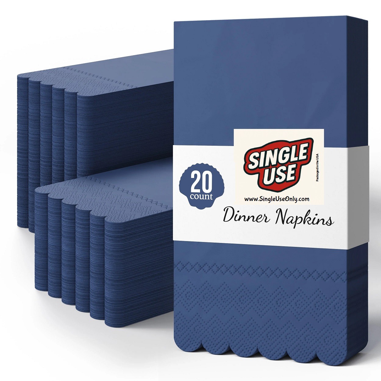 Single Use 3 Ply China Blue Scalloped Napkins – 20 Ct.