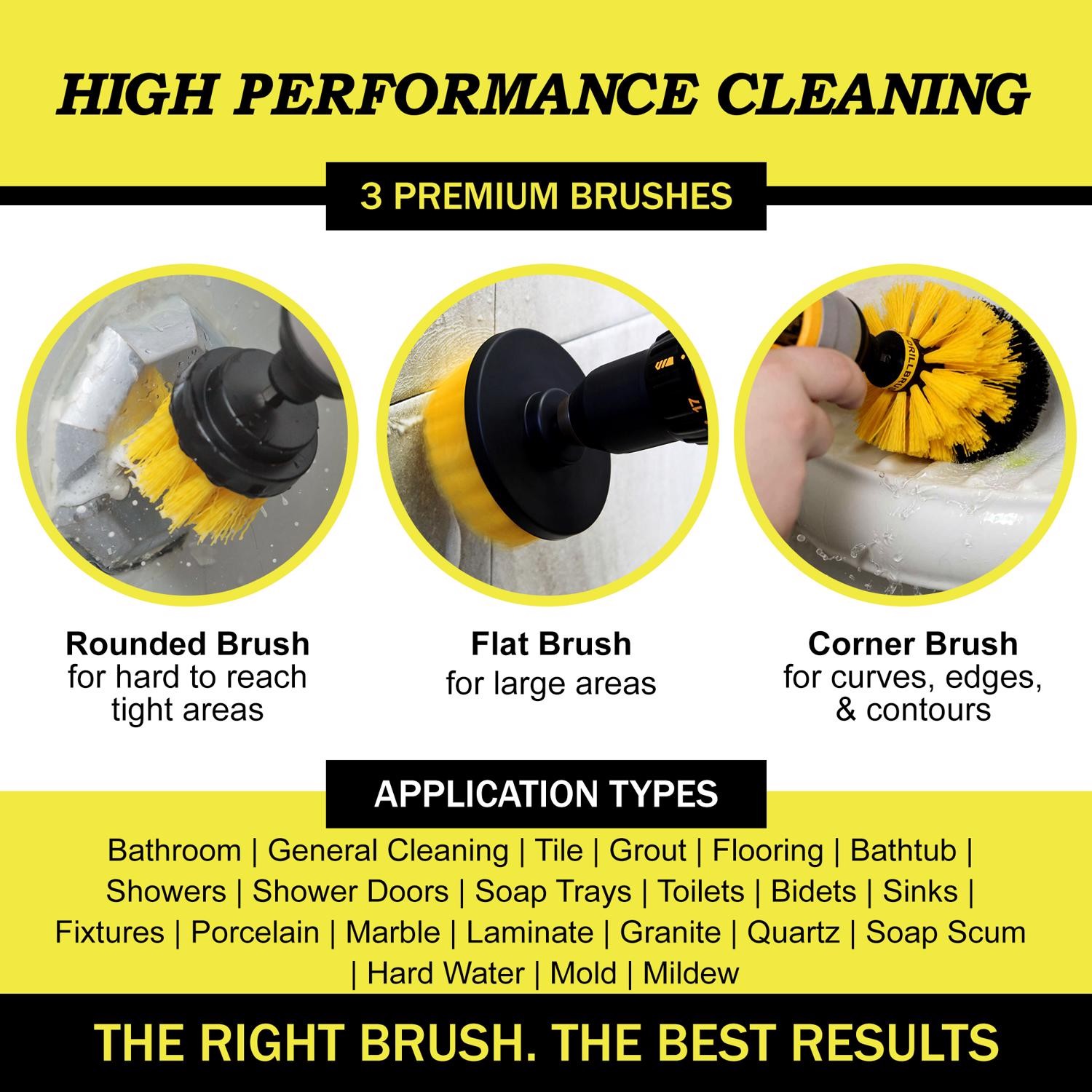 Drillbrush 4 in. W Medium Bristle Metal Handle Drill Brush Set