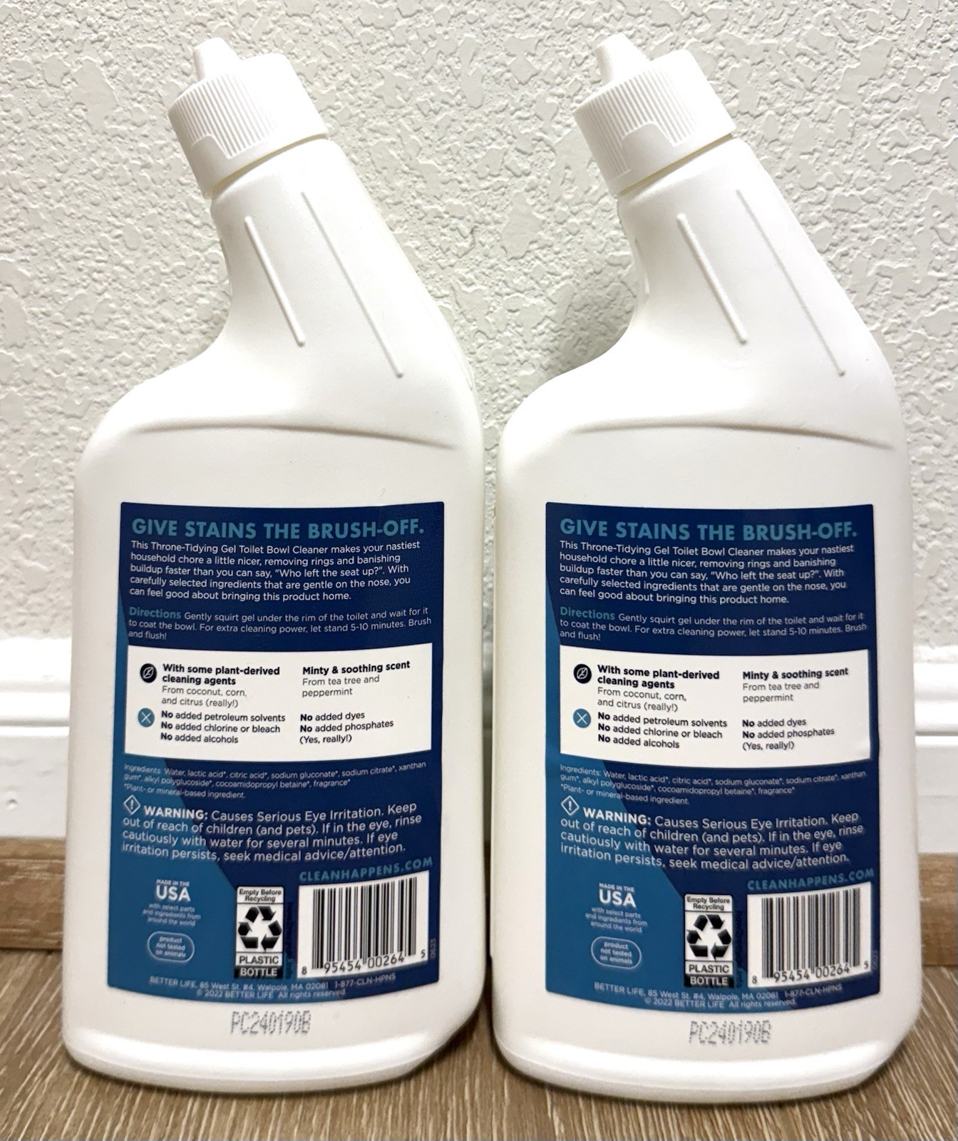2 PK 24 Oz, Natural Toilet Bowl Cleaner Gel, Tea Tree & Peppermint, Plant-Based